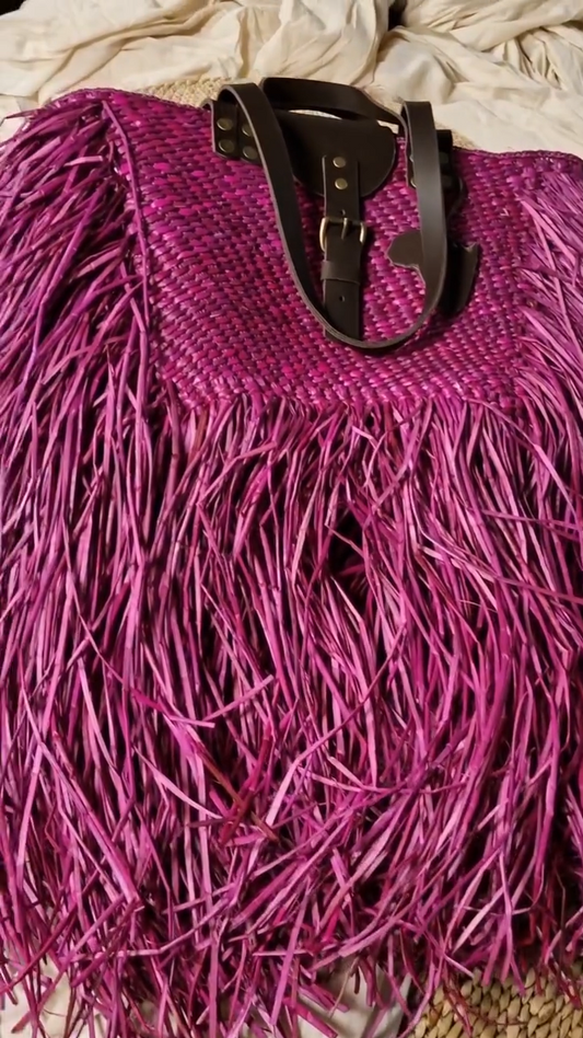 Hand Woven Beach Bag-Pink
