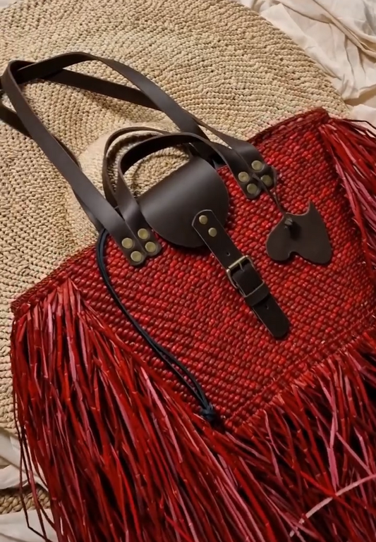Handwoven Beach Bag-Red