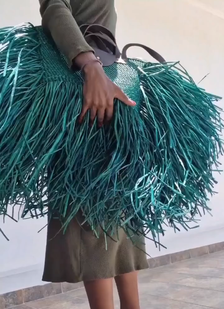 Handwoven Beach Bag-Khaki