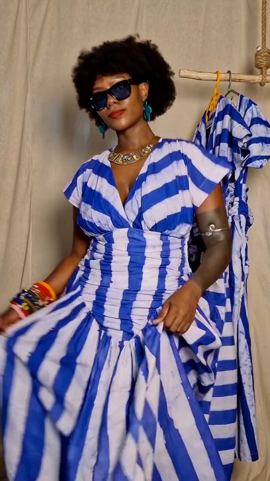 Summer Blue And White Striped Dress