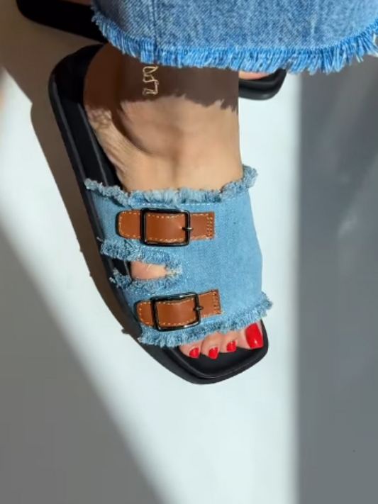 Fashionable Denim Flat Sandals