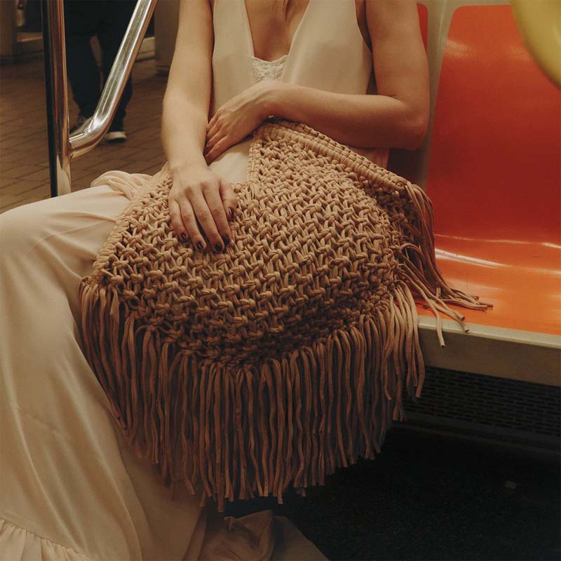 Knitted Woven Tasser Bag