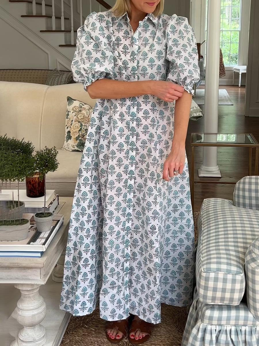 Casual Ruffle Sleeve Midi Dress