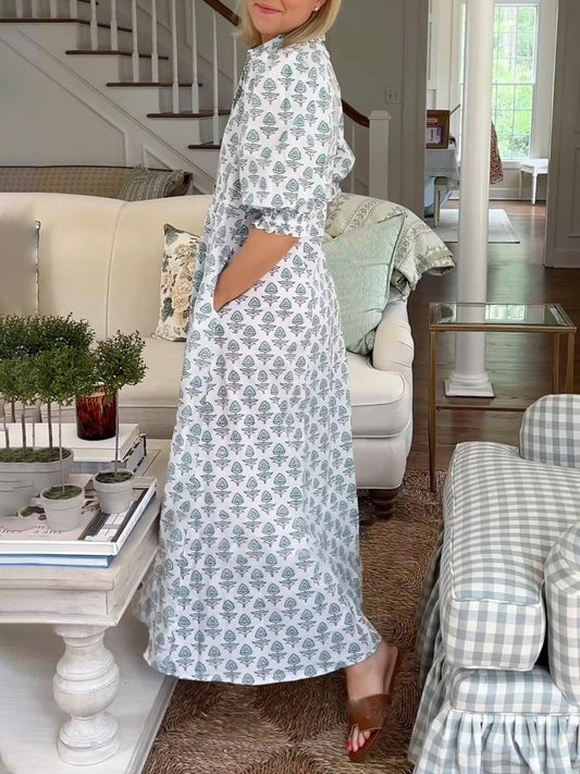 Casual Ruffle Sleeve Midi Dress