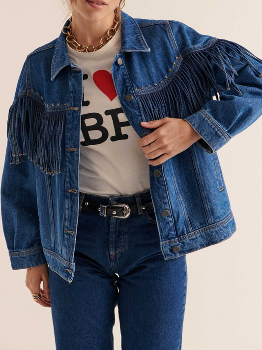 Denim Fringed Coat