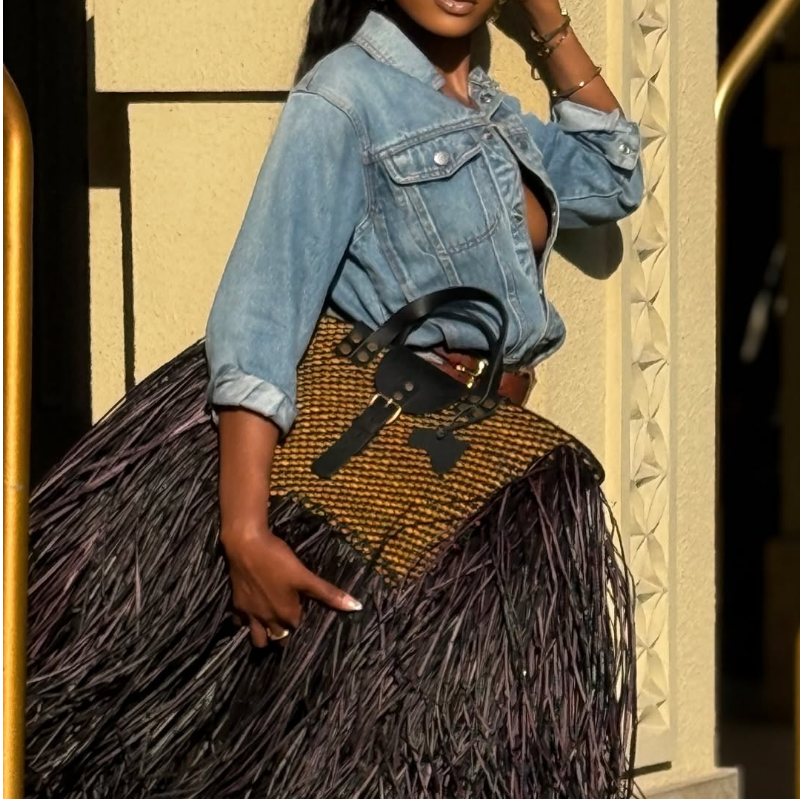 Handwoven Beach Bag-Khaki