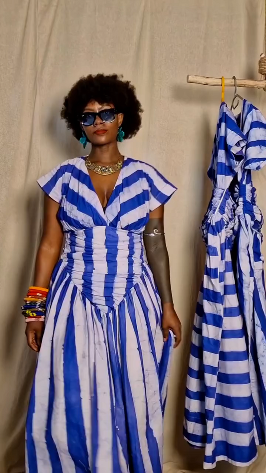 Summer Blue And White Striped Dress