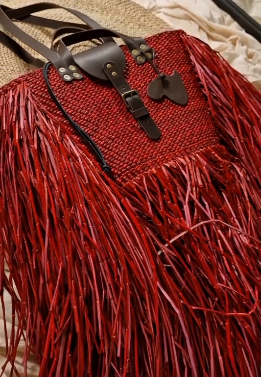 Handwoven Beach Bag-Red