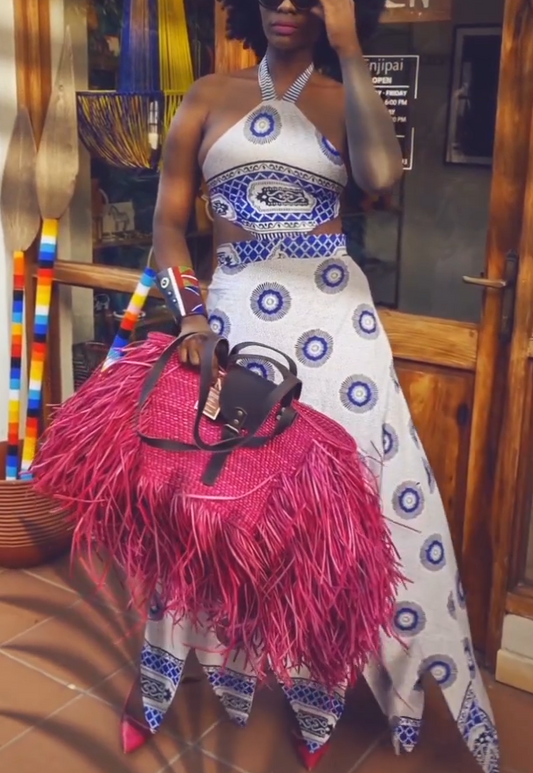 Hand Woven Beach Bag-Pink