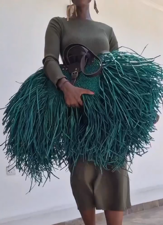 Handwoven Beach Bag-Green