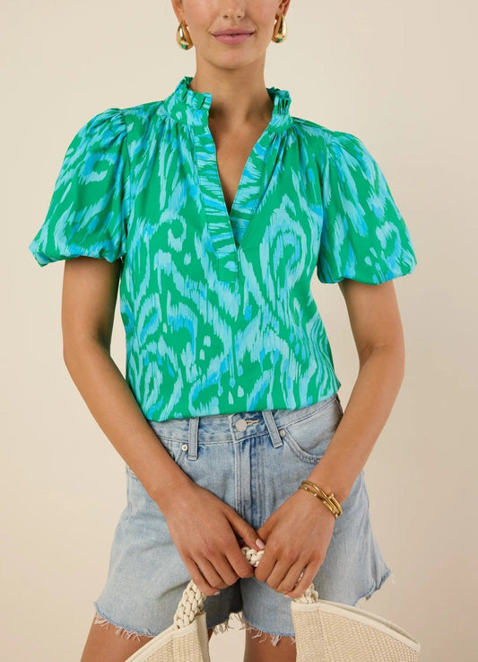 Chic Print Puff Sleeve Summer Top