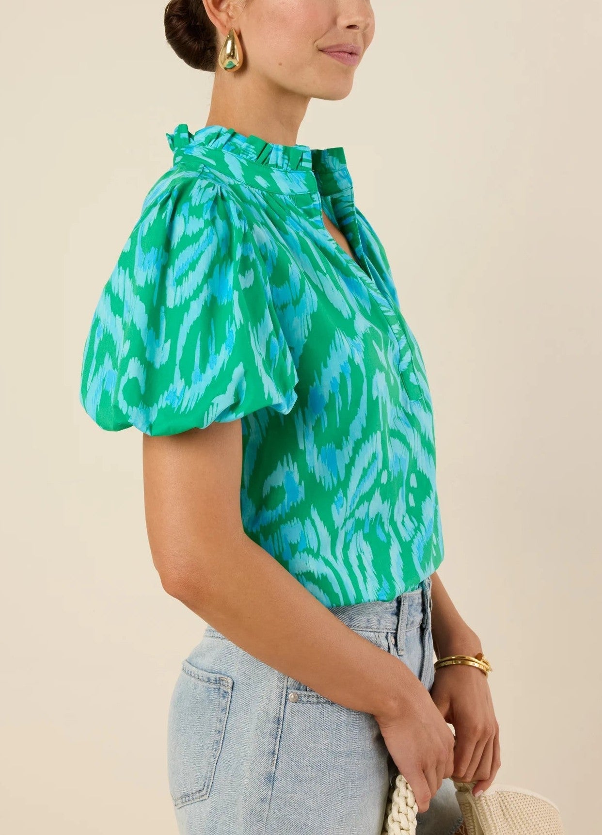 Chic Print Puff Sleeve Summer Top