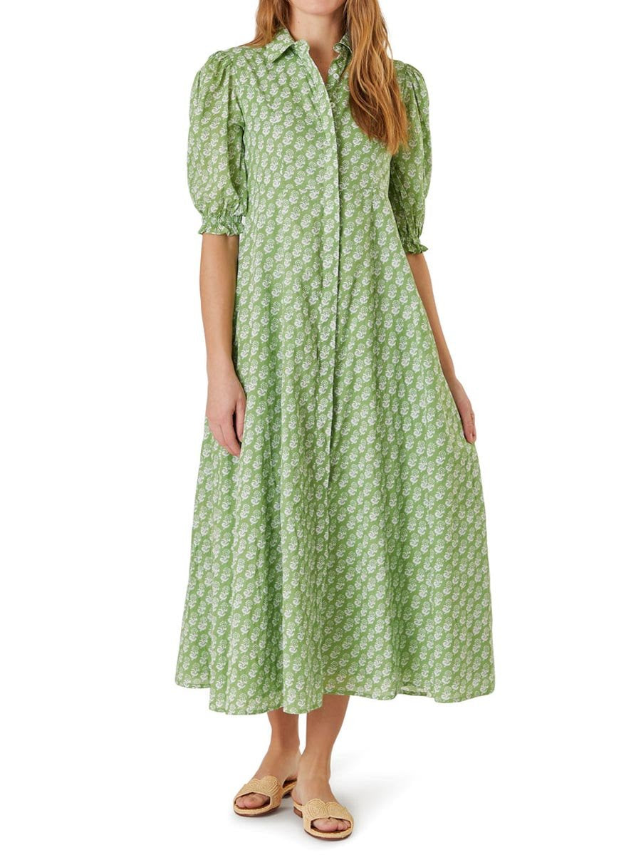 Casual Ruffle Sleeve Midi Dress
