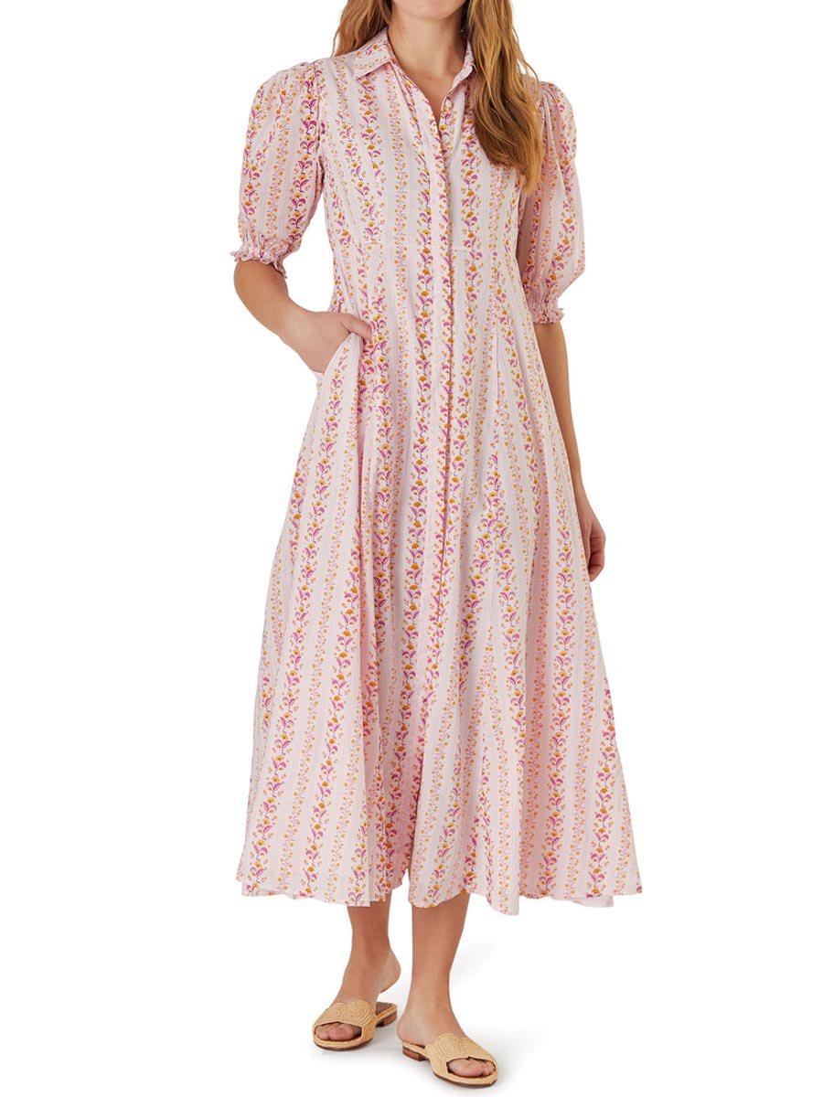 Casual Ruffle Sleeve Midi Dress
