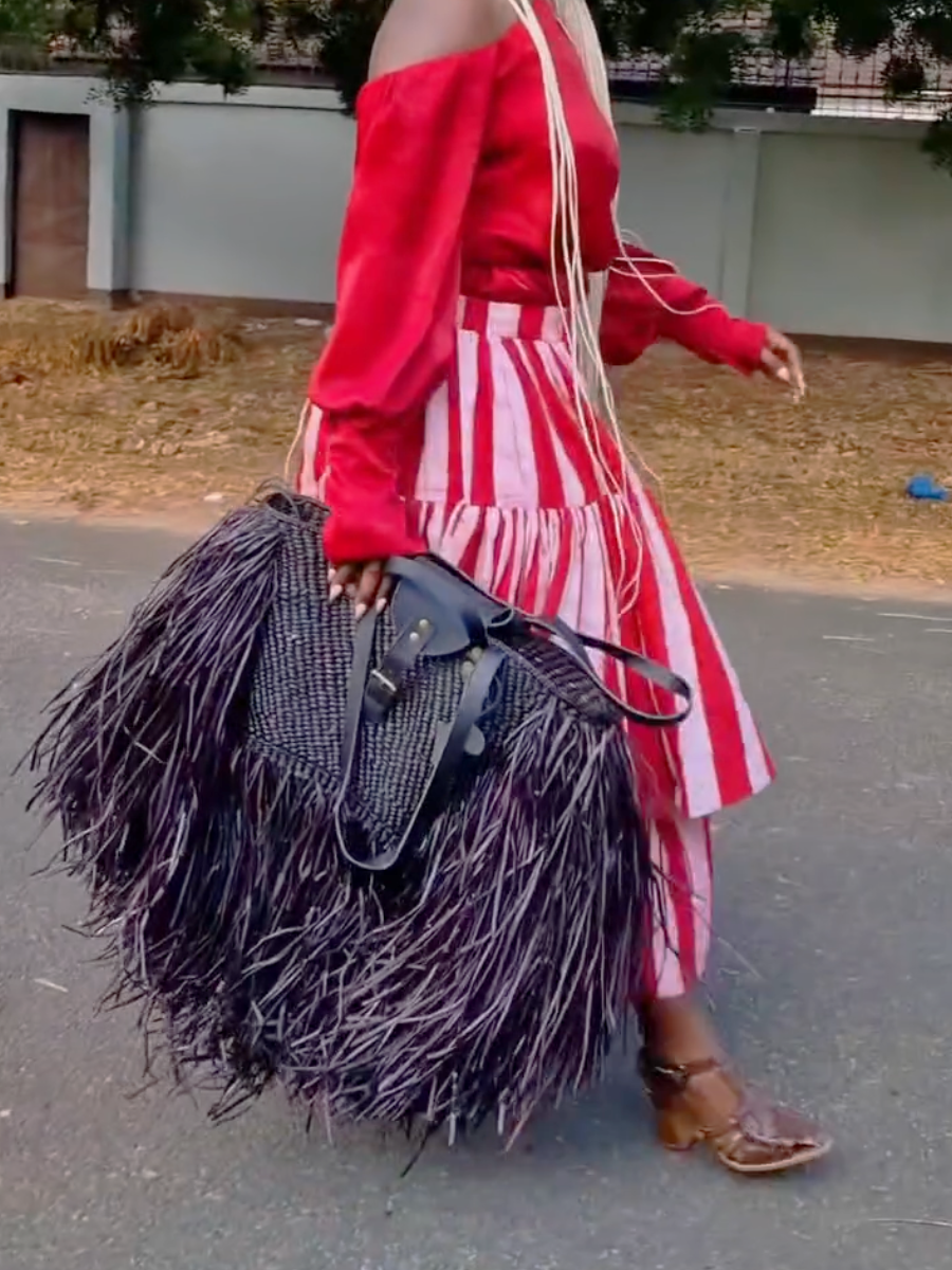 Handwoven Beach Bag-Red